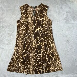 NWT Peck & Peck Collection Santorini Tan Animal Print Sleeveless Dress XL